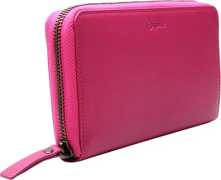 Esquire Leren Portemonnee Peru Zip Around Wallet Pink Paars