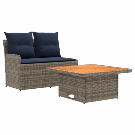 vidaXL - Tuin - Armleuning - Sofa - met - Opklapbare - Tafel - 2 - Stuk - PE - Riet