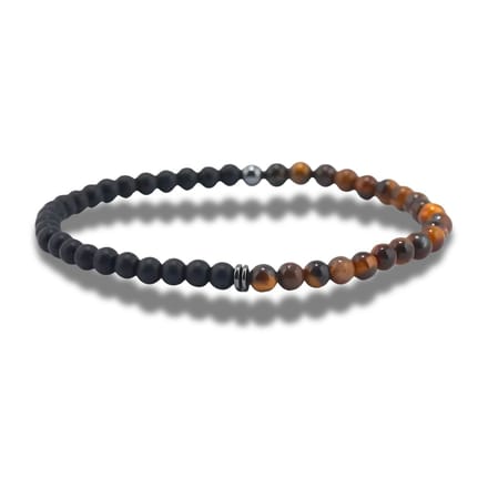Armband - natuursteen - tijgeroog - lava - 4mm - 19,5 cm