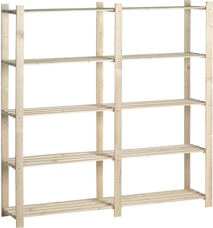 Houten Opbergrek Dubbel 30 Kg - Galico - Stellingkast Berging - Bruin - Hout