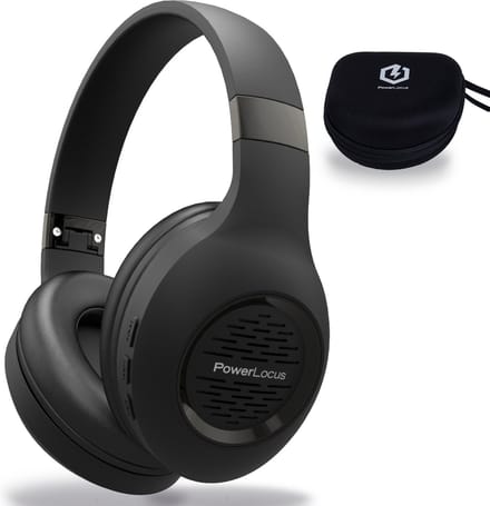 PowerLocus P4 Draadloze Koptelefoon Over-Ear - Bluetooth - incl. Premium Case - met Microfoon - Zwart/Grijs