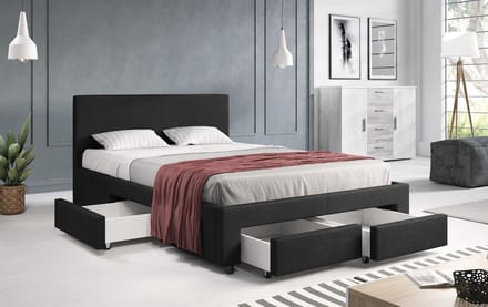 Meubella - Tweepersoonsbed Suente - Zwart - 140x200 cm