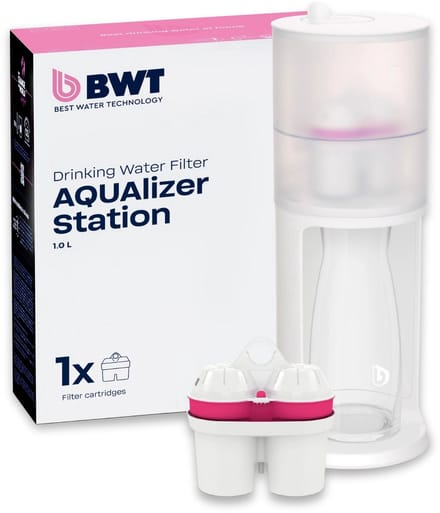 BWT AQUAlizer Waterfilterstation + magnesium mineraalpatroon en glazen karaf