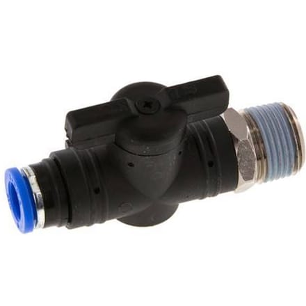 8 mm - R3/8'' Kunststof/Messing rechte 2-Weg Kogelkraan