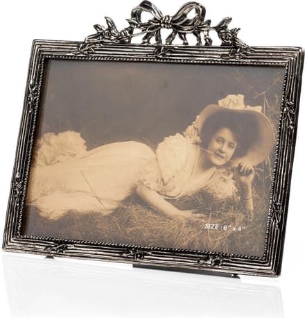 Antieke fotolijst Strik Liggend 7x10 Verzilverd