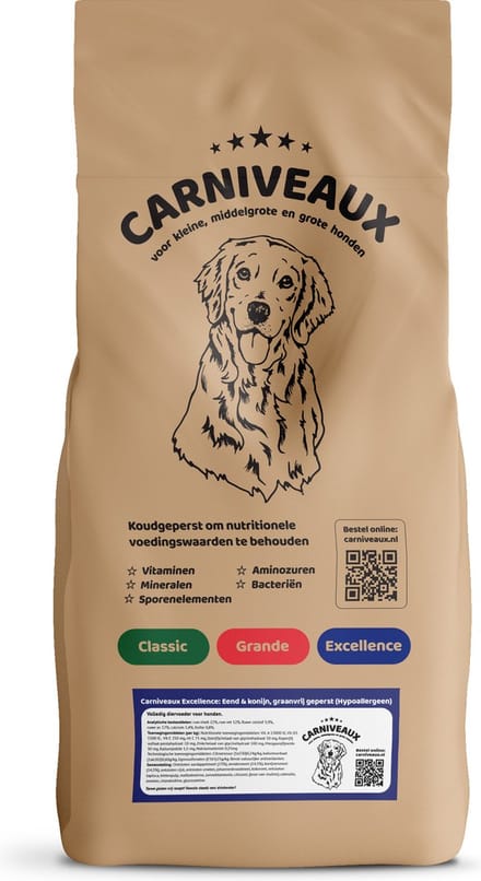 Carniveaux Excellence: Eend & konijn, graanvrij geperst (Hypoallergeen) - 15kg