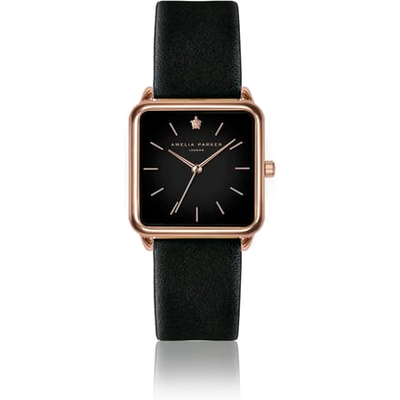 Lederen horloge voor vrouwen Amelia Parker Night Plaza Black