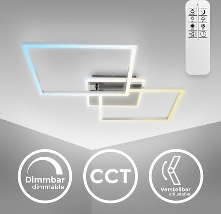 B.K.Licht - Plafondlamp dimbaar - LED frame - vierkant - CCT - instelbare kleurtemperatuur - met timer - afstandsbediening - metaal - 40W