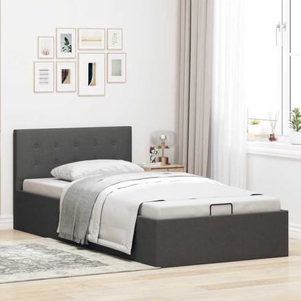 vidaXL - Bedframe - met - hydraulische - opslag - stof - donkergrijs - 90x200 - cm