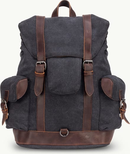 Rugzak 100% Canvas Scippis Wanderlust Backpack Vintage Look zwart
