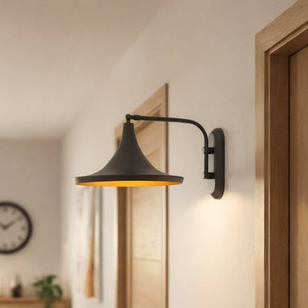 ROYALTECH Genish wandlamp, zwart, breedte 30 cm, metaal, E27