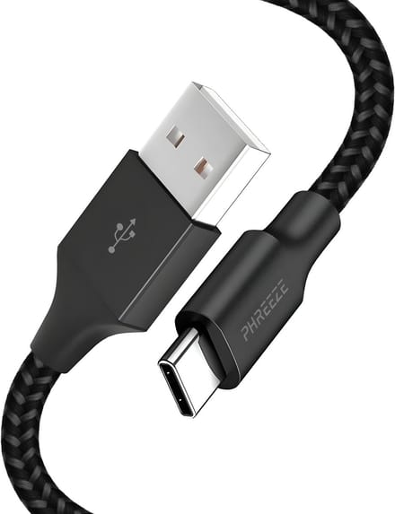 Usb C naar usb A kabel 1m - Stevig nylon - Usb naar usb C - Oplaadkabel usb C - Zwart - Phreeze