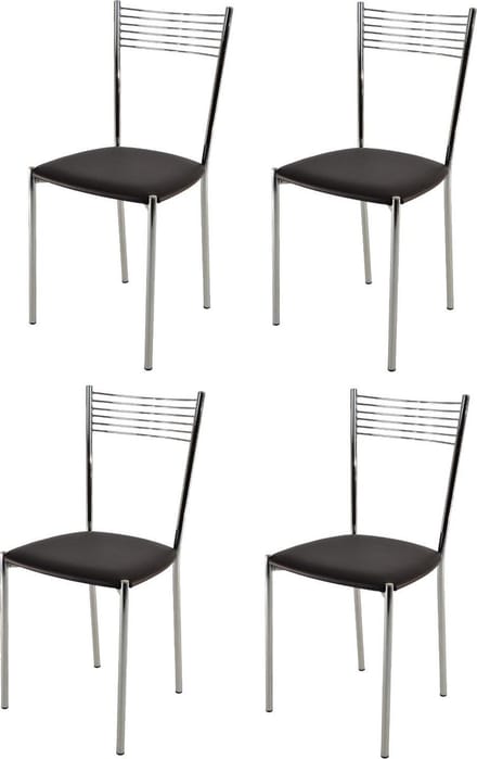Tommychairs Elegance - Eetkamerstoelen - Set van 4 - Chroom & Moka - Kunstleer
