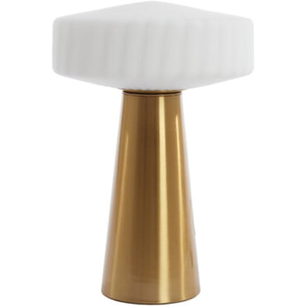 vtwonen Tafellamp Pleat - Wit/Goud - Ø30cm - Retro - Woonkamer - Slaapkamer
