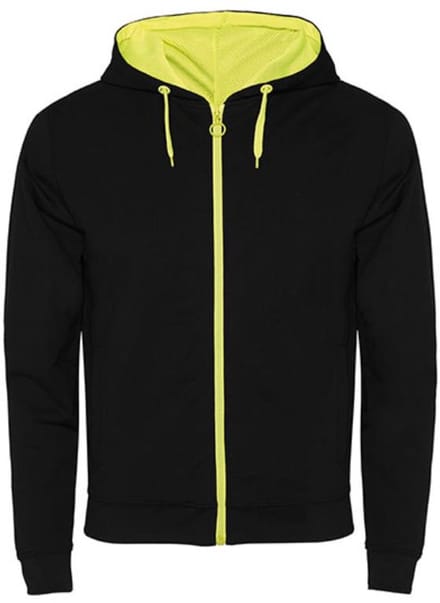 Roly - Fuji Sweater met Rits - Black 02/Fluor Yellow 221 maat S