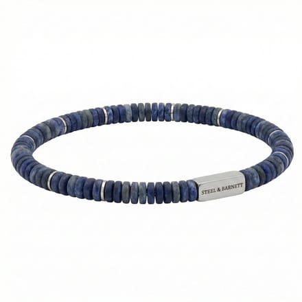 STEEL & BARNETT - Kralenarmband Heren - Two Tone - Sodaliet - Maat L
