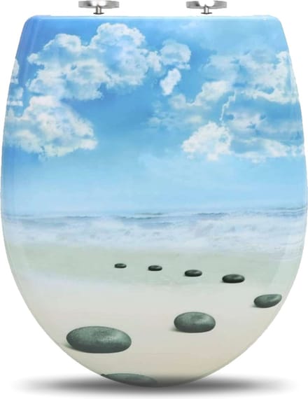 Bolt Edge Toiletbril - Strand print - Antibacterieel - Softclose - Universeel ontwerp