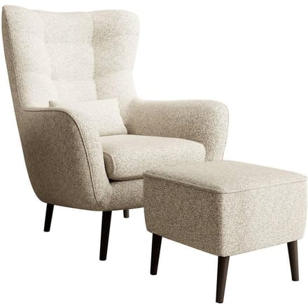 Fauteuil met hocker Verdiro bouclé | NADUVI Collection