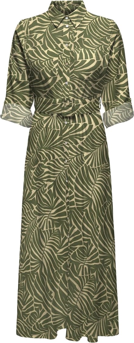 ONLY ONLCALLIE LINEN L/S MIDI DRESS PTM Dames Jurk - Maat S