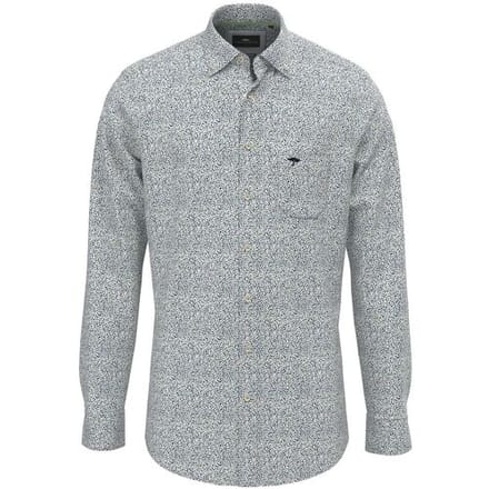 Fynch-Hatton Overhemd Minimal Flower Pattern Button-Down Turf Green / male