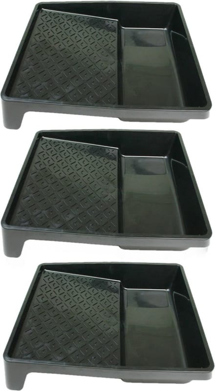 Veba Verfbak - 3x stuks - zwart - voor verfrollers/lakrollers tot 25 cm - verfspullen / schildersbenodigdheden