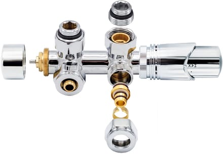 H&F Design Radiatorkraan Thermostatisch – Middenaansluiting – Haaks – Muuraansluiting – Chroom