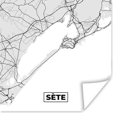 Poster Sète - Frankrijk - Plattegrond - Kaart - Stadskaart - 75x75 cm