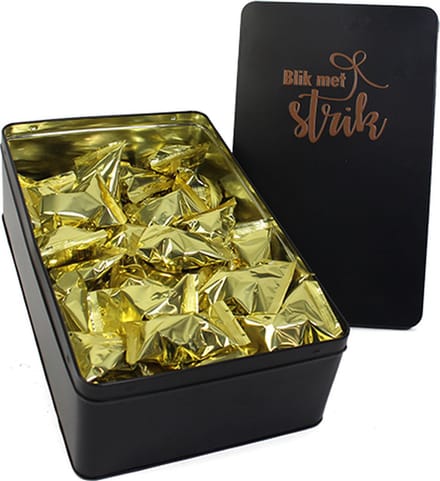 Blik met Strik - 50 Fortune Cookies in Blik met Strik - Zwart