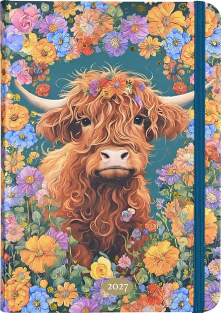 2027 Highland Cow Weekly Planner (16 Months, Sept 2026 to Dec 2027)