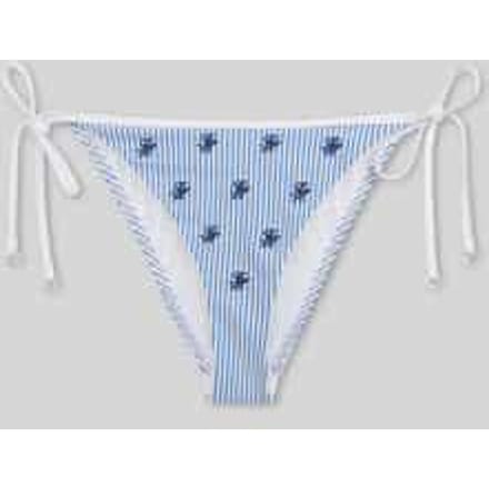 Bikinibroekje van seersucker met strikbandjes