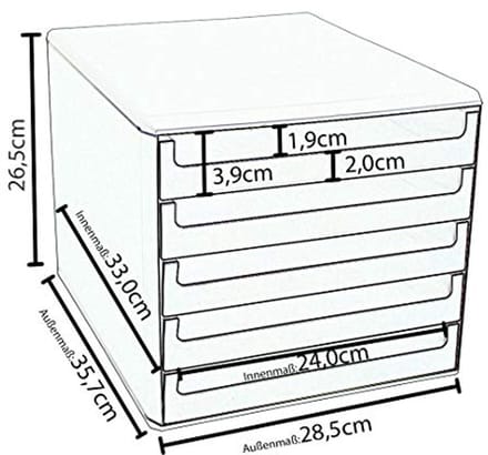 Ladenbox met 5 laden in antraciet en berry-violet voor A4 papier