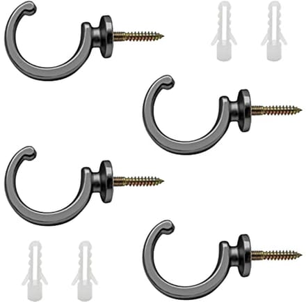 Gordijn Tiebacks Haken - Gordijn Hangers - Gordijnen Houden - Wandmontage Ontwerp - 4 Stuks - Zwart