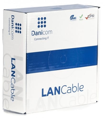 Danicom CAT5e U/UTP 100 meter kabel op rol stug grijs CCA - Trekdoos - Internetkabel - Netwerkkabel - UTP kabel