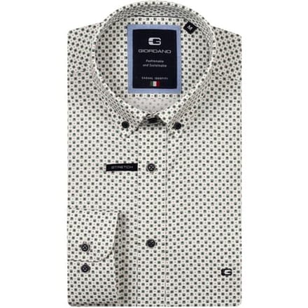 Giordano Overhemd Brando Soft Twill Small Geometric Pattern Groen / male