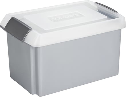 Sunware opslagbox - 51 liter - grijs - 59 x 39 x 29 cm - met afsluitbare extra hoge deksel