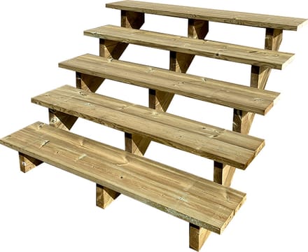 BERLIN Houten Buitentrap - 5 Open Treden 88 cm Hoog - 120 cm Breed