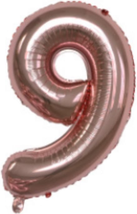 Cijferballon XL 9 - Rose goud - Feestversiering - 81 cm