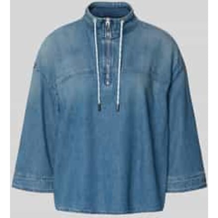 Jeansshirt met opstaande kraag en ritssluiting