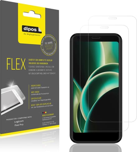 dipos – 2x Beschermfolie geschikt voor Logicom Five Pro | 3D Full Cover Screenprotector | 100% Passend