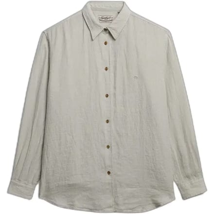 Superdry Premium Linen Slim Overhemd Met Lange Mouwen Beige M Vrouw