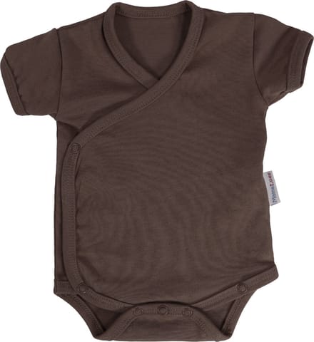 MamaLoes Chocolade Maat 68 Korte Mouw Overslag Romper