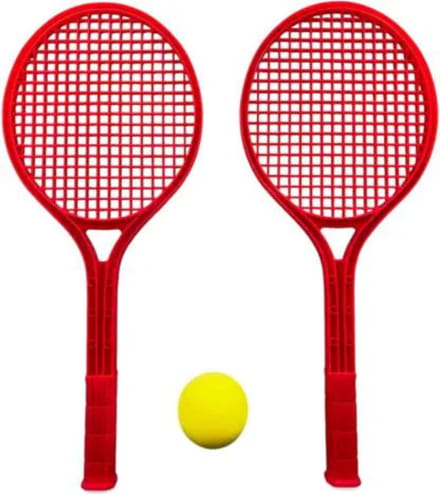 Tennis Set Kunststof 2 Rackets + Bal Rood