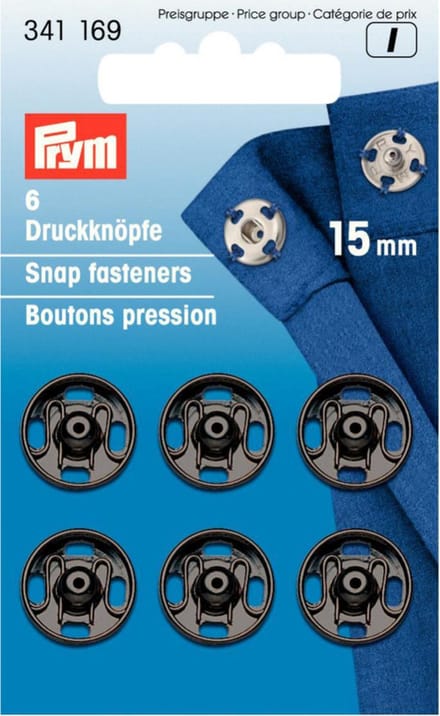 Prym Aannaai drukknopen 6 stuks 15 mm zwart