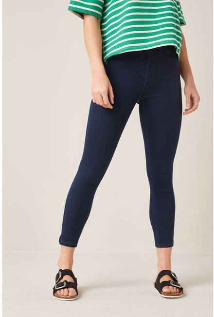 Next - Dames - Cropped denim jersey legging - Petite - Blauw