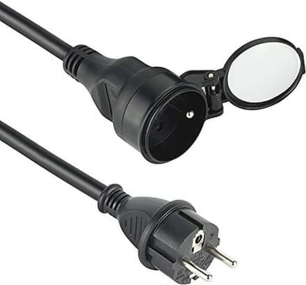 Professionele verlengkabel 5m, waterdicht IP44, zwart, 3G1,5 mm²