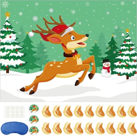 Pin The Tail on The Deer Kerstspel met 36 staarten - Kerstfeest Gunsten voor Kind Winter Feestactiviteiten