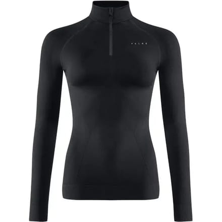 FALKE Maximum Warm High Zip Neck sneldrogend functioneel materiaal functioneel shirt met lange mouwen dames zwart - maat L