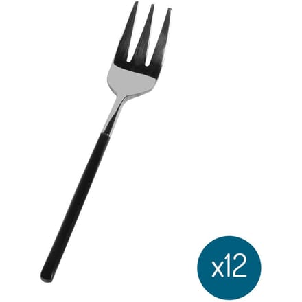 Bama Dessertvork Nara Silver – Black – 12 Stuks