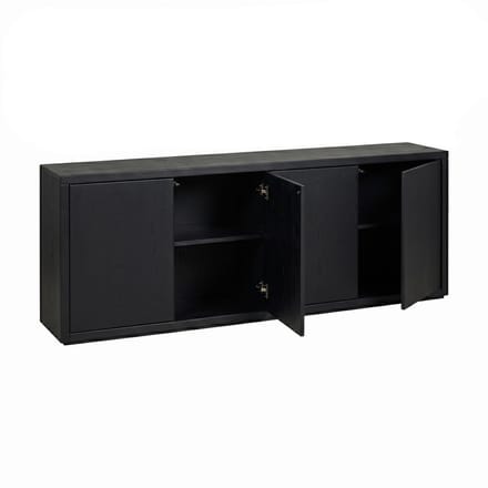 Chester Dressoir Zwart Eikenhout | 4 Deuren | Luxe Design | Push-to-Open