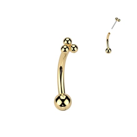 Piercing titanium curved triangular 1.2x8x3 - goud - LMPiercings